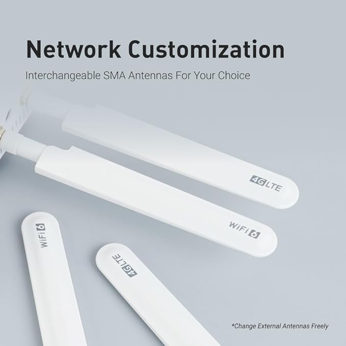 GL-X2000(Spitz Plus) Cellular Gateway 4G LTE Router for Home, RV, Road trips, Offices, CAT 12, Wifi 6 Router, Detachable Antennas, Dual-SIM, T-Mobile & AT&T IoT Certified, OpenVPN, WireGuard (NA Only)