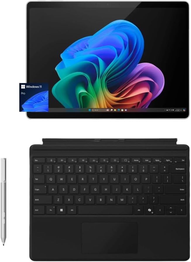 Microsoft Surface Pro 11 Bundle, 13" Copilot+ PC with Black Pro Keyboard (Without Pen Storage) & Business Pen, Snapdragon X Plus, AI Tablet Essential Bundle, 16GB RAM, 1TB SSD, Win 11 Pro