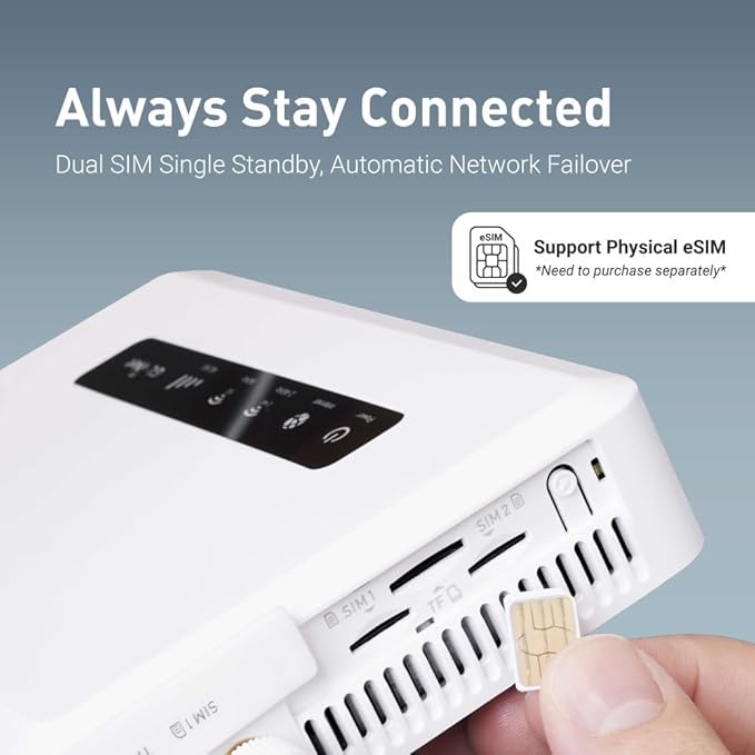 GL.iNet GL-X3000 (Spitz AX) Cellular Gateway 5G Router for House & RV, Wi-Fi 6, Detachable Antennas, Dual-SIM, T-Mobile & AT&T IoT Device Certified, Family/Rural Area/Road Trips