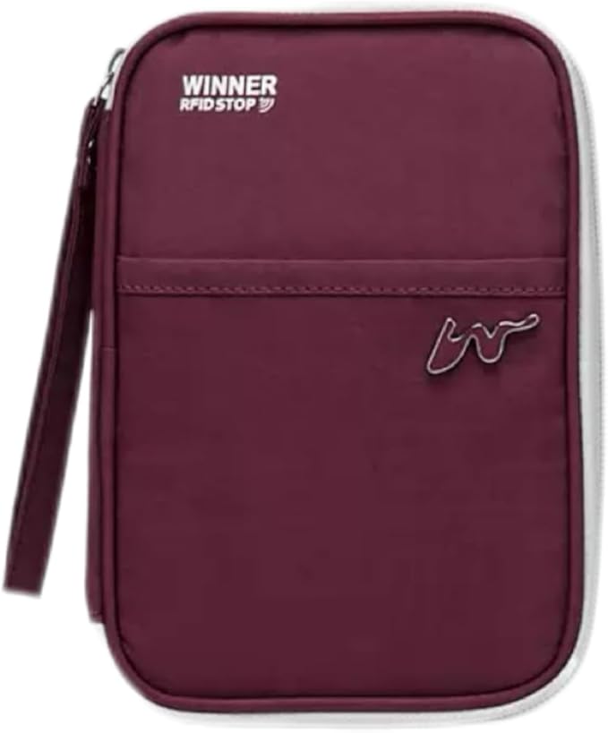 P-H1 Travel Family Passport Holder RFID Blocking Passport Waterproof Wallets for Men Women Travel Document Organizer, Lightweight Portable Passport Cover with Zipper Pocket (Wine Red)