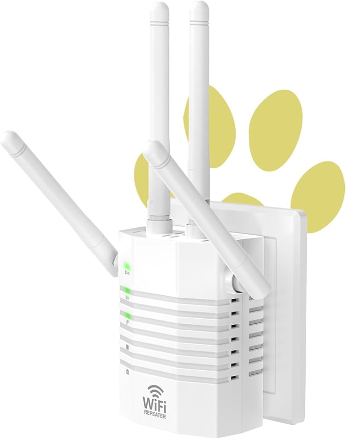 WiFi Extender Signal Booster with 4 Antennas, WiFi Extender with 1200Mbps Dual - Band, WiFi Booster Stable 12880 Sq.ft 105 Devices Coverage, Wall - Plug Easy Setup Home WiFi Repeater