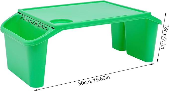 12PCS Kids Lap Desk Tray, Portable Plastic Activity Table, 19.69×9.84×7.1in Lap Bed Table with Storage Slots & Cup Holder, for Eating, Writing, Kids (Green)
