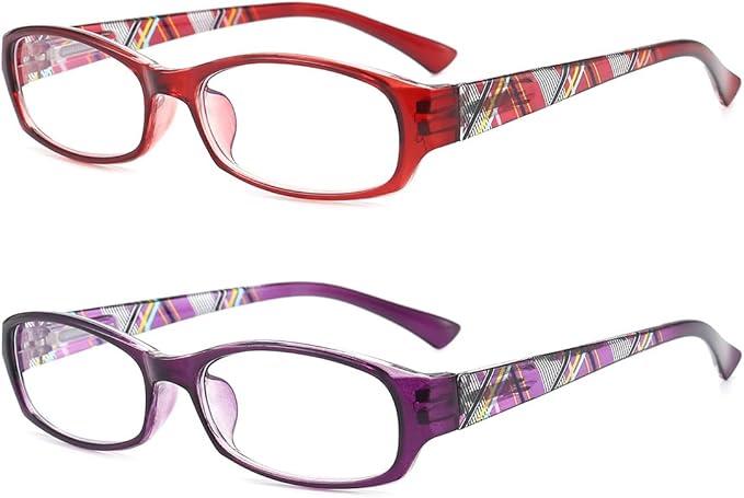 Reading Glasses Womens Blue Light Blocking - 2 Pairs Computer Readers Lightweight Colorful Eyeglasses +1.75