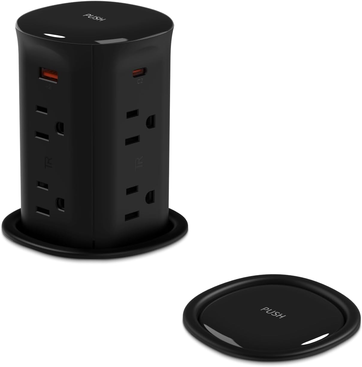 Pop up Outlet for Countertop,3-1/8 inch Hole Desk Grommet Power Station,20W USB C Fast Charging,8 Outlets 4-USB,Kitchen Island Pop Up Electrical Outlet,ETL Listed