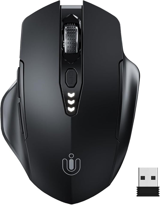 Wireless Mouse,Upgraded 2.4GHz Rechargeable (Battery Level Visible) Ergonomic Computer Mouse,4 Levels DPI, Wireless Mice for Laptop Computer(Matte Black)