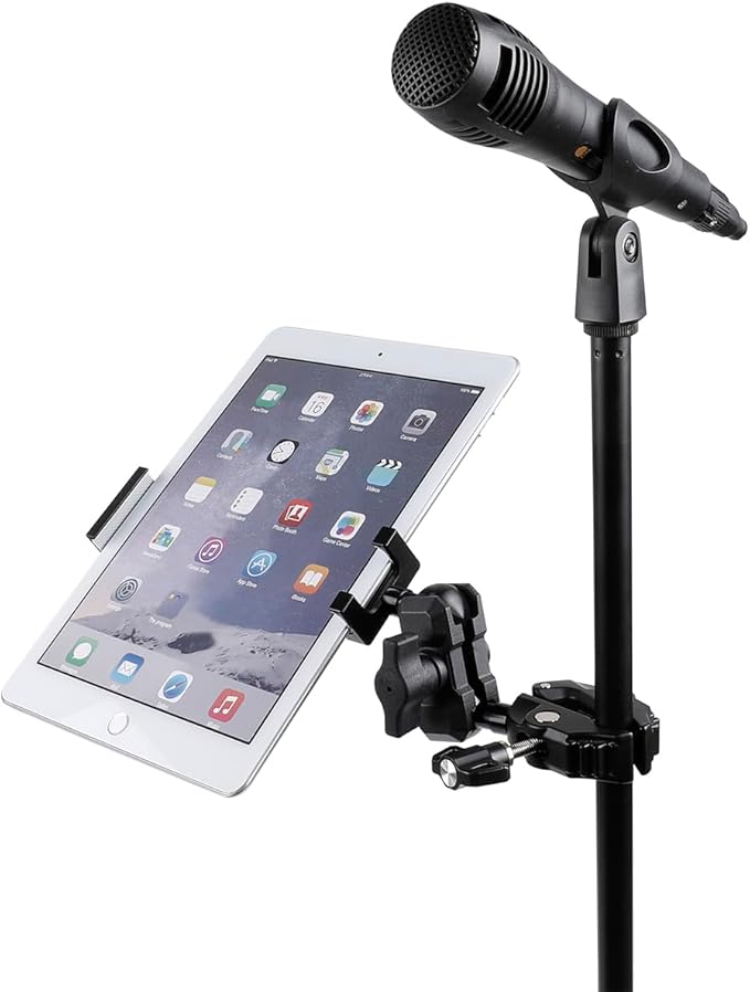 Aluminum Alloy Tablet Holder with 1" Ball Head-360 Rotatable Tablet Mount for iPad and Other Devices from 4.7"-12.9", Compatible with RAM Mounts and Other B Size Double Socket Arm
