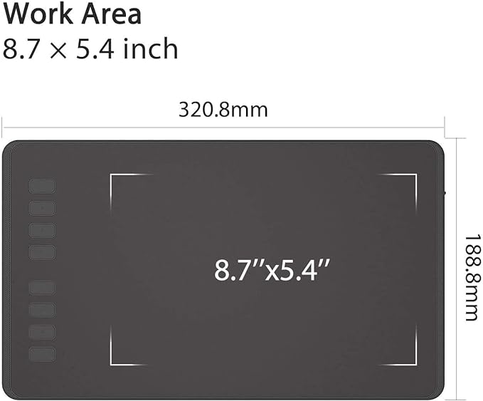 HUION Inspiroy H950P Drawing Tablet, 8x5 inch Digital Art Tablet with Battery-Free Stylus, 8192 Pen Pressure, Tilt, 8 Hot Keys, Graphic Tablet for Design, Writing, OSU, Work with Mac, PC, Mobile
