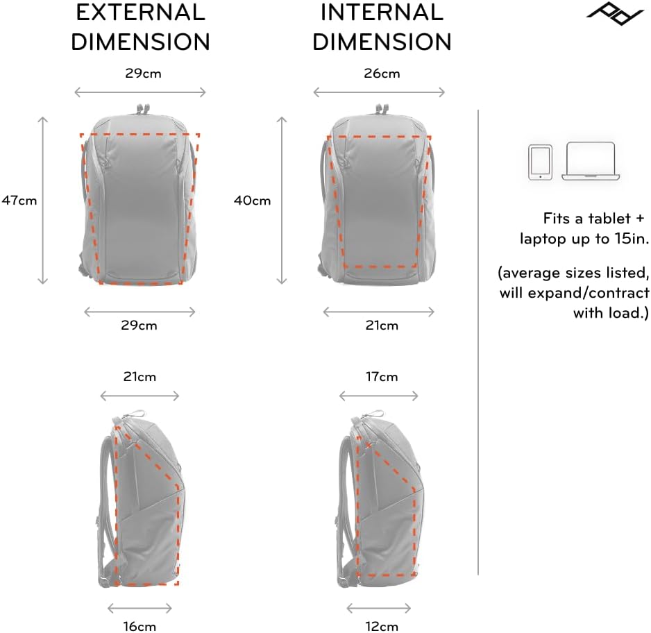 Peak Design Everyday Backpack Zip 20L, Eclipse, 270-Degree Zip, Dual Side Pockets, FlexFold Dividers, Fits 15" Laptop, For Camera Carry, Daily Commutes or Travel, Versatile Backpack for Men and Women