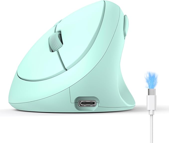 TECKNET Ergonomic Mouse, Bluetooth Wireless Vertical Mouse, Rechargeable Battery, Quiet Clicks, 4800 DPI Adjustable, BT5.0/3.0 & 2.4G Connect, Easy to use, Wide Compatibility