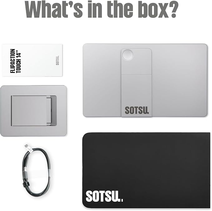 SOTSU FlipAction Touch 14" Premium Portable Monitor SFA14TCMG | FHD IPS Pivoting Dual Laptop Screen | Touchscreen for Cellphone, Gaming, and Travel | PC, Chrome, Android, DeX Compatible