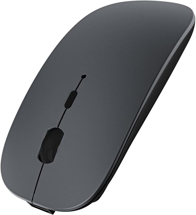 SUNGI Bluetooth Mouse,Wireless Slim Silent Mice USB Rechargable Mouse for iPad/MacBook/Tablet/PC/iPhone/Cellphone,Gray