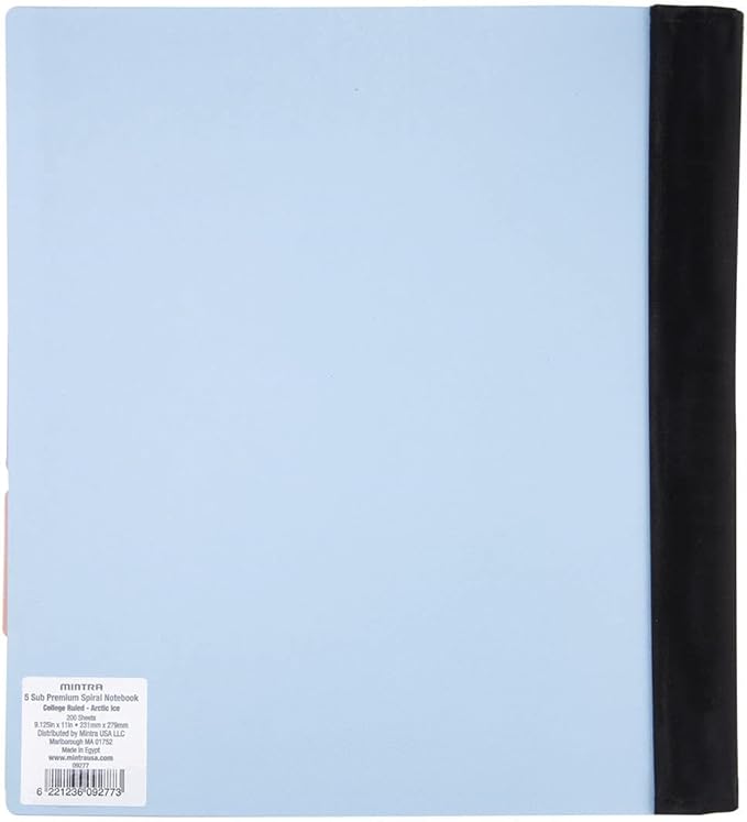 Mintra Office Durable PREMIUM Spiral Notebook (Arctic Ice, 5 Subject (8.5in x 11in))