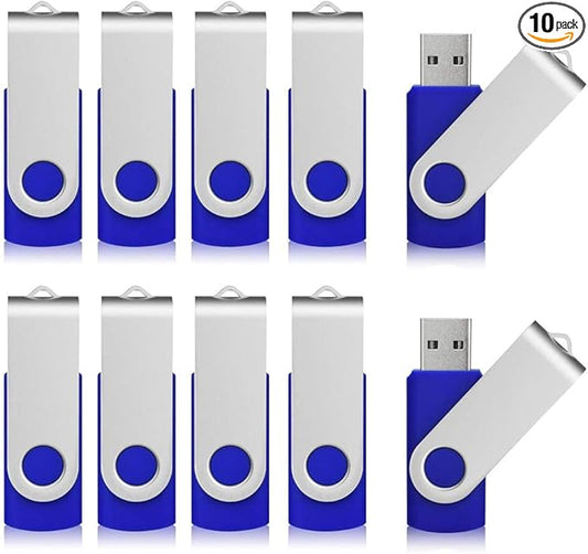 Aiibe 10 Pack 64GB USB 2.0 Flash Drive - Blue (10 Pack, 64GB)