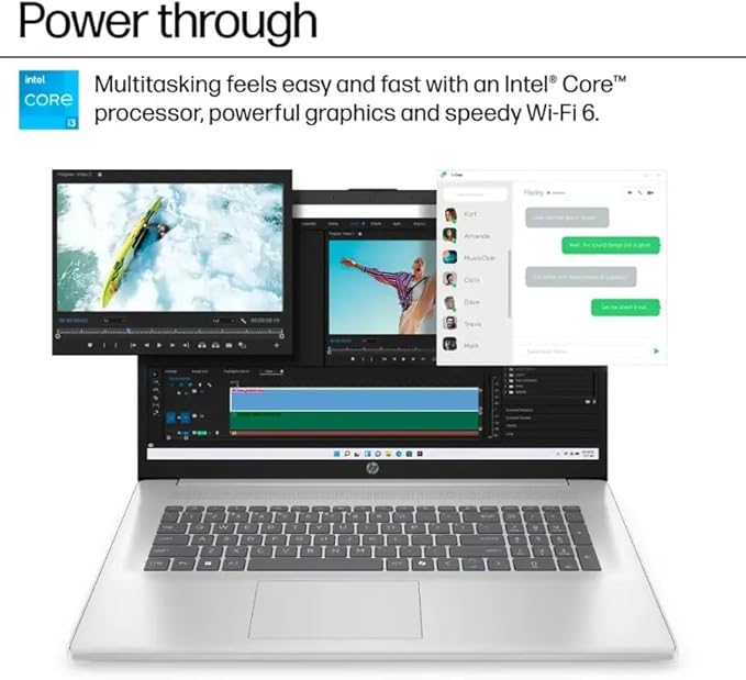 HP 17 Laptop Computer for Business and Students - 17.3" HD+ 250 Nits IPS Display • Intel 8-Core i3 Processor • Wifi6 • Camera • Copilot • Fast Charge • Win 11 Pro • w/Accessories (16GB RAM, 512GB SSD)