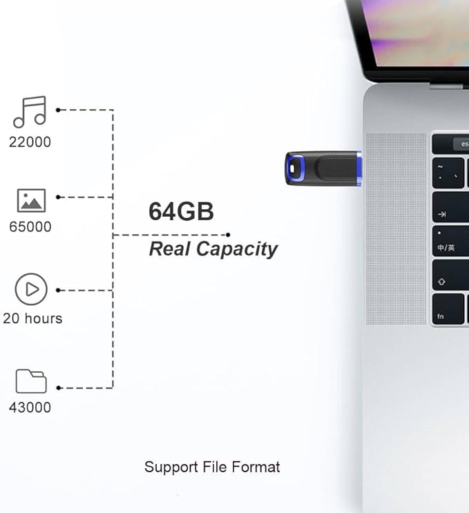 TOPESEL 64GB Flash Drive 5 Pack, USB 2.0 Thumb Drives High Speed Memory Stick Jump Drive Zip Drive for Data Storage and Backup (Five Mixed Colors: Red Blue Cyan Orange Green)