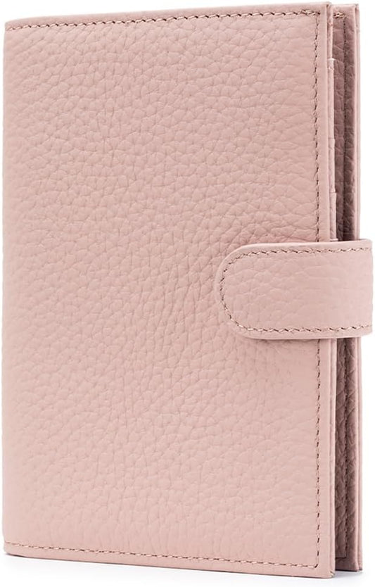 Leather Passport Holder for Travel Women – RFID Blocking Passport Wallet for Women with 1 Passport Slot & 3 Card Slots, Coin Pocket, SIM Card Slot – Slim Travel Organizer Gift (Pink)