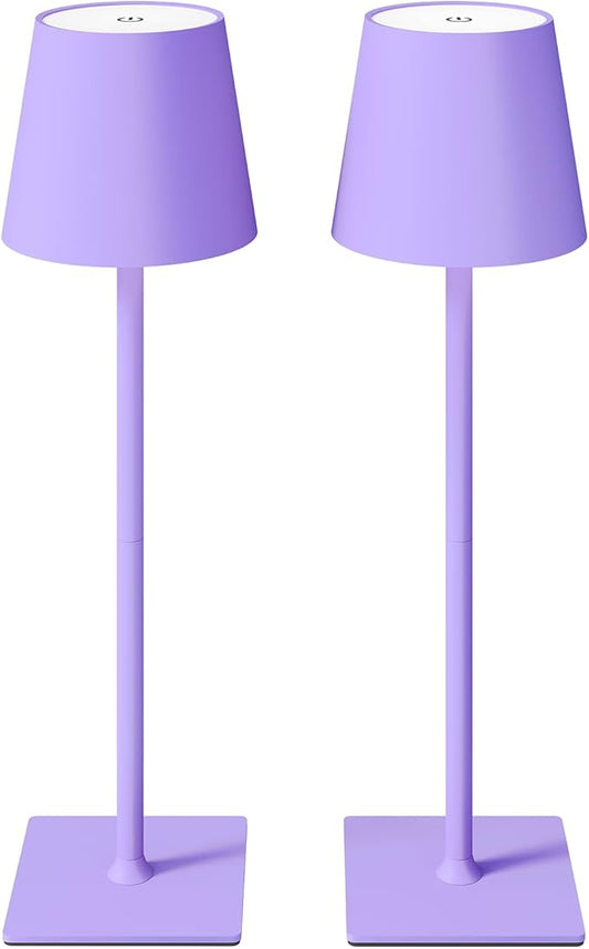 2 Pack Cordless Table Lamps, 3 Colors Stepless Dimming, 5000mAh Rechargeable Battery LED Desk Lamp for Bedroom/Couple Dinner/Desk/Cafe/Dining Room/Terrace