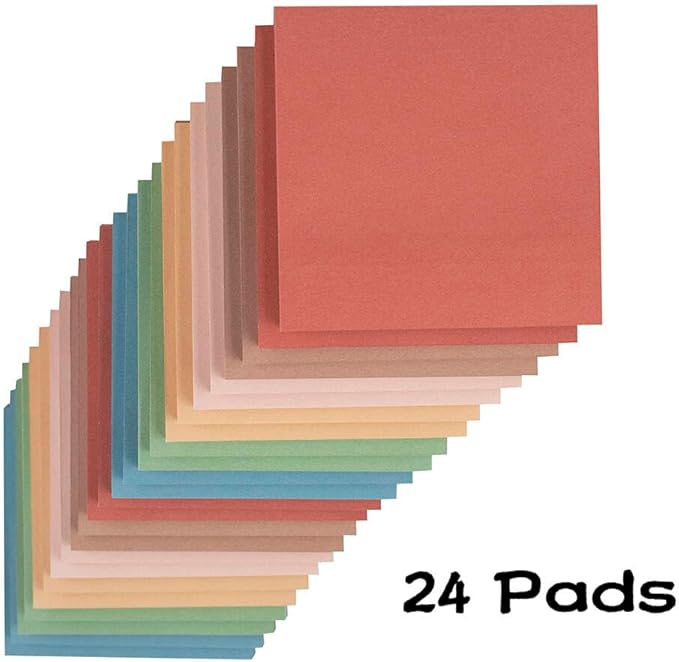 (24 Pads) Sticky Notes 3x3 inch, Self-Stick Pads Vintage Colors Sticky Note, Recyclable, Easy to Stick for Home, Office, Notebook