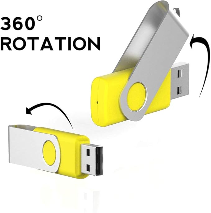 Aiibe 5 Pack 64GB USB Flash Drive 64 GB Flash Drives Thumb Drive Swivel USB Stick USB 2.0 Pen Drive (64G, 5 Mixed Colors: Black Red Yellow White Purple)