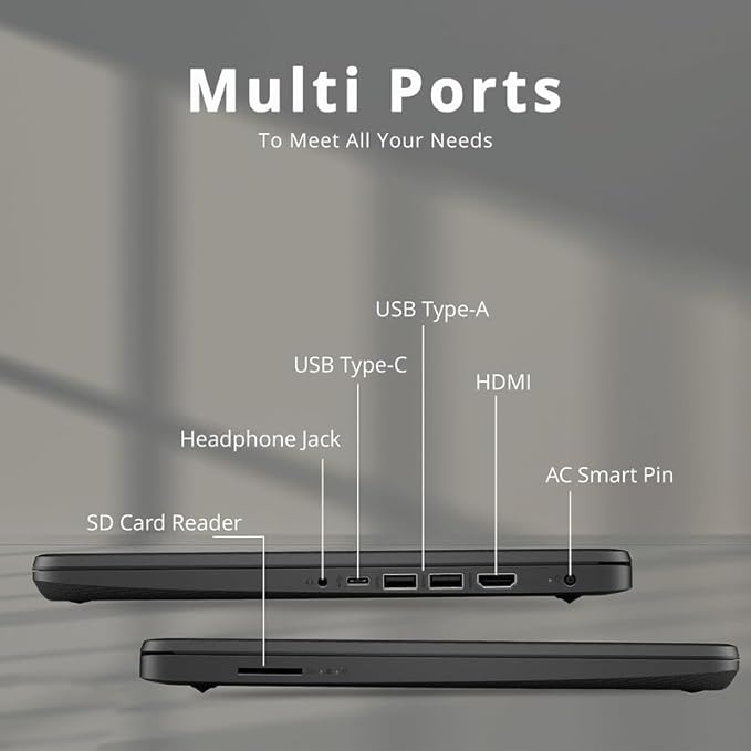 HP 2024 Premium 14" Micro-Edge Portable Laptop Student Business, Intel Quad-Core N4120, 8GB RAM, 256GB (128GB eMMC+ 128GB Card), Webcam, WiFi, Windows 11S + 1 Year Office 365, MarxsolAccessory Black