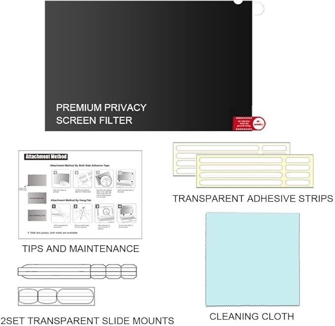 18.5 Inch - 16:9 Aspect Ratio - Computer Privacy Screen Filter for Widescreen Monitor - Anti-Glare - Anti-Scratch Protector Film - Protects Your Eyes from Harmful Glare and Blue Light