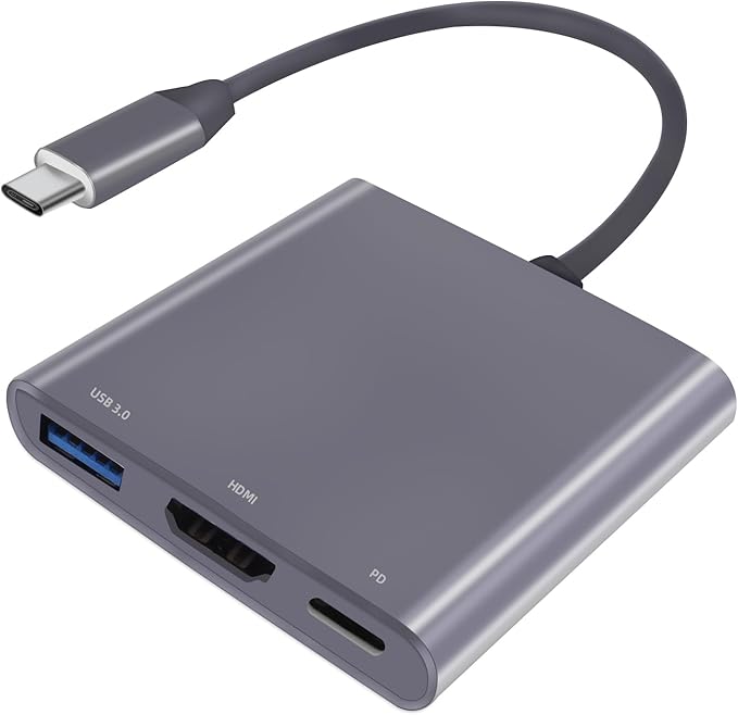 USB C Hub, 4K USB C to HDMI Adapter Multiport AV Converter with 100W PD Output C Port & USBA 3.0 Port Compatible for MacBook Pro/Air, iPad, Tablets, Switch, TV, Monitor and More (Grey)