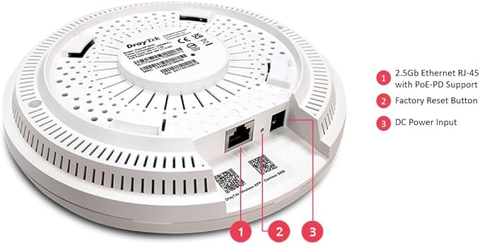DrayTek VigorAP 962C Dual-Band AX3000 WiFi 6 Access Point, Mesh, Repeater, Access Point Mode. 2.5Gb POE Uplink