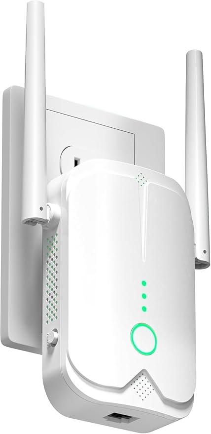 WiFi Extender Signal Booster Up to 9000sq.ft and 50+ Devices, WiFi Range Extender, Wireless Internet Repeater, Long Range Amplifier with Ethernet Port, 1-Key Setup, Access Point, Alexa Compatible