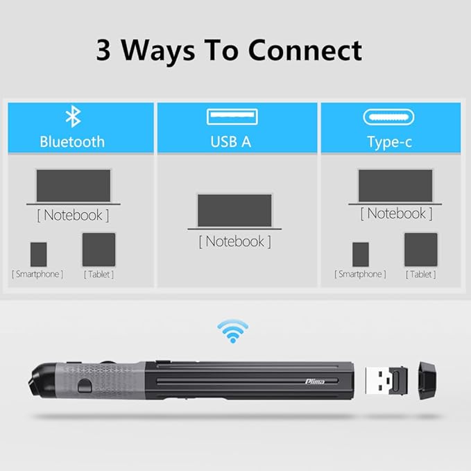 Plima Pocket Ergonomic Pen Mouse Vertical Mouse,DPI 800/1200/1600 Adjustable,Operate thisin a Pen-Holding Manner,Type-C to USB Cable, Support Windows, Android,Linux, Mac OS(Black)