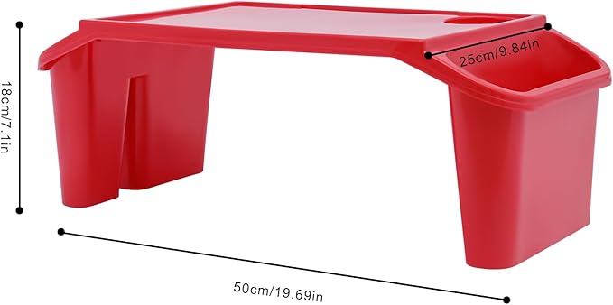 12PCS Kids Lap Desk Tray, Portable Plastic Activity Table, 19.69×9.84×7.1in Lap Bed Table with Storage Slots & Cup Holder, for Eating, Writing, Kids (Red)