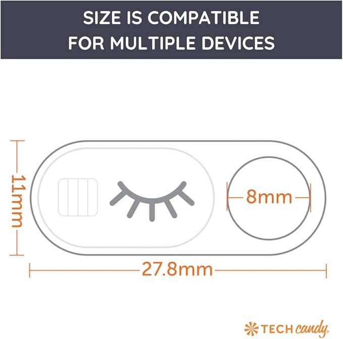 Tech Candy Bad Guy Blocker Webcam Cover Privacy Protector, White - Secure, Thin, Durable, for Computers, Laptops, Tablets, & Smartphones, Easy Application