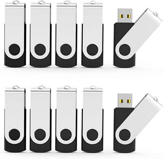 Aiibe 64GB Flash Drive 10 Pack 64GB USB Flash Drives Bulk USB Drive Thumb Drive 64 GB USB 2.0 Memory Sticks Pen Drives Jump Drive (Black)