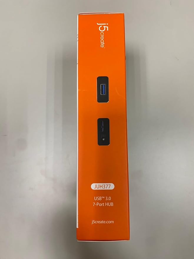 j5create 7-Port Powered USB 3.0 Data Hub with 3.3 ft Extended Cable [20W Power Adapter Included] for Mac, MacBook, Windows, Laptop, Surface, XPS, PC (JUH377)