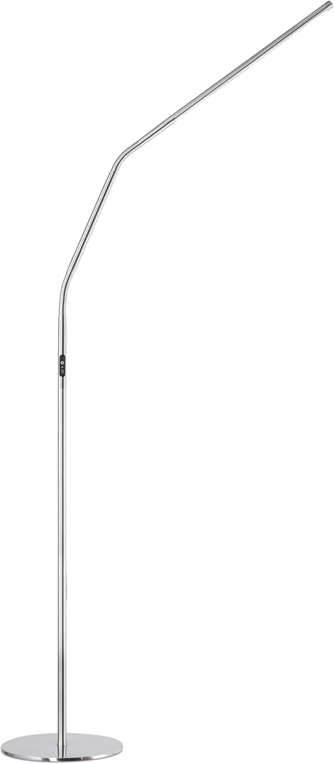 daylight Slimline 4™ LED Floor Lamp in Brushed Steel - 6,000K, 3,200 Lux, 4 Brightness Levels, USB-C Charging Port, Anti-Glare Diffuser, Flexible Design, Art & Craft, Sewing, Nail Salon