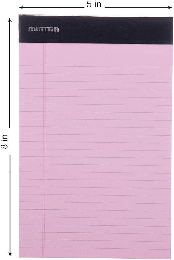 Mintra Office Legal Pads, ((xBasic, 5in x 8in, (Pastel), 36pk (6-6pks))