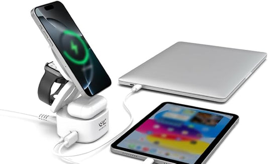OneCharge Station, 5 in 1 Foldable Wireless Charging Station（PD Fast）,Travel Charger for iPhone Apple Watch AirPods Laptop