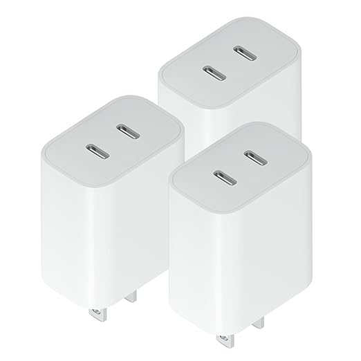 3Pack USB C Charger Block,Dual PD Port Type-C Fast Travel Charging Plug Power Adapter Compatible with iPhone iPad,Galaxy, Pixel 4/3 and More