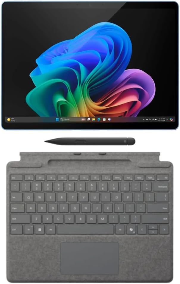 Microsoft Surface Pro 11 Copilot PC Bundle, 13" 13" 2.8K Touchscreen Tablet with Platinum Pro Keyboard & Slim Pen, Snapdragon X Plus, 16GB RAM, 2TB SSD, Win 11 Pro,Sapphire