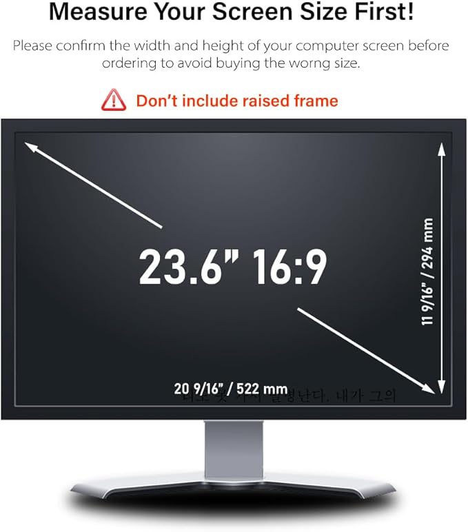23.6 Inch - 16:9 Aspect Ratio - Computer Privacy Screen Filter for Widescreen Monitor - Anti-Glare - Anti-Scratch Protector Film - Protects Your Eyes from Harmful Glare and Blue Light