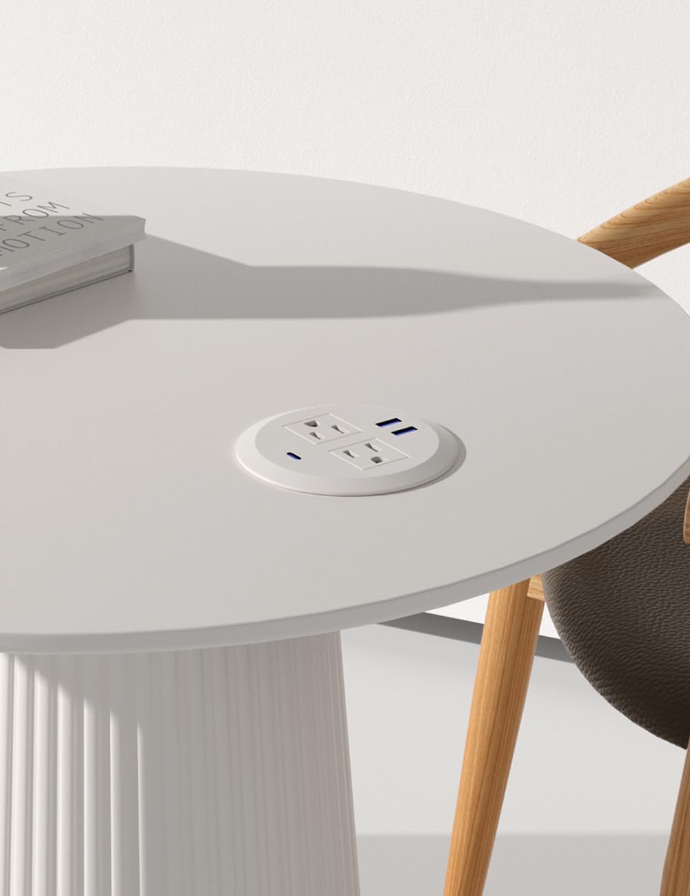 3 Inch Desktop Power Grommet,20W USB C Fast Charging Station,3-USB Port,Flush Mount,6.5 ft Power Cord.Round Recessed Power Strip,Desk Hole Grommet Outlet for Workspace,Sofa,White