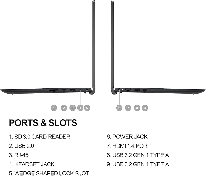 Dell Vostro Business Laptop -15.6" FHD - Intel Core i5-1235U - 32GB RAM - 1TB SSD - Wi-Fi 6 - Long Battery Life - Ethernet Port - SD Card Reader - Immersive Narrow-Bezel Display - Windows 11 Pro