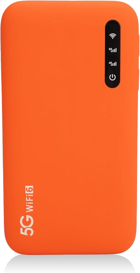 5G WiFi6 Mobile Hotspot, 5G Router with Sim Card Slot, International Coverage Modem, Portable Internet Devices for Travel, Support 16 Users, 6100mAh Battery
