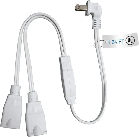 2 Prong 1 to 2 Extension Cord,Power Splitter White,2 Way Short Cord with Flat Plug,Dual Outlets Splitter Extension Cord for Home Decor,Office,Indoor/Outdoor,Appliance