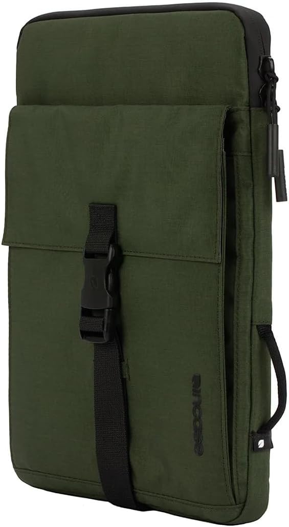 Incase Transfer Sleeve - 14-inch Laptop/MacBook & Tablet/iPad Case - Protective, Lightweight, Hybrid Sleeve and Sling Design, Expandable Front Pocket, Accessory Pocket, Buckle Clasp Closure - Green