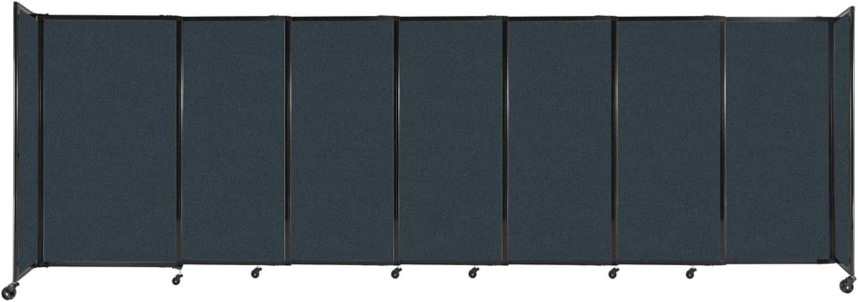 Versare Straightwall Sliding Portable Wall Partition | Freestanding Office Dividers | Locking Wheels | Temporary Room Separator | 15'6" Wide x 5' Tall Blue Spruce Fabric Panels