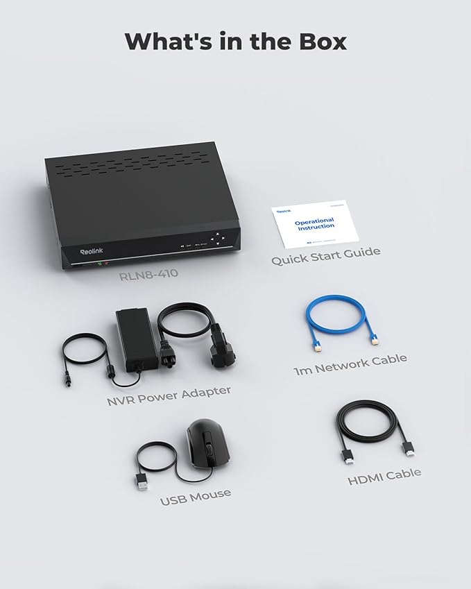 REOLINK 8CH Network Video Recorder for Home Security Camera System, Only Work with 16MP/12MP/4K/8MP/5MP/4MP REOLINK PoE IP Camera, 24/7 Recording to Pre-Installed 2TB Hard Drive, RLN8-410