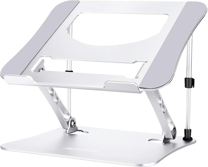 Next-Gen Laptop Stand - No Wobbling While Typing, Adjustable Aluminum Laptop Riser Holder for Desk, Ergonomic Computer Notebook Stand for MacBook Air Pro, HP, Dell Laptops 10-16 Inch, Silver