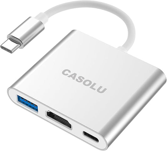 USB C to HDMI Adapter, 4K USB Hub with 100W PD Charging, USB-A 3.0 Port, Multiport Adapter for MacBook, Chromebook, iPad, Surface, TV, Monitor, and More