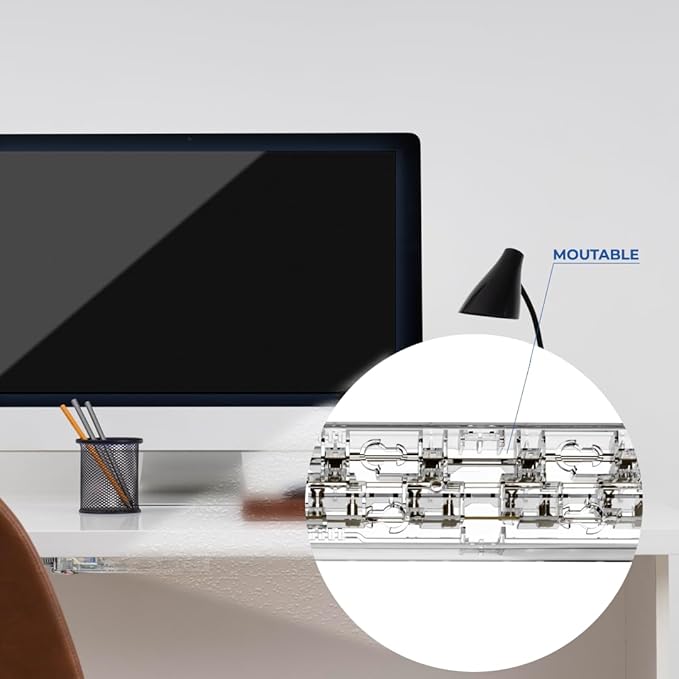 Clamper Power Strip 5-Outlet 4ft Extension Cord, Short Circuit Protection, Surge Protector 1800 Joules, 1875W, for TV, PC, Xbox, PS5 and Other Appliances, Home and Office, iCLAMPER Power 5 Clear