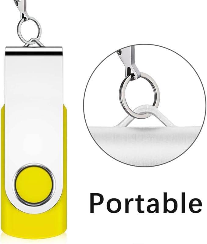 10pcs 32GB USB Flash Drives, Alihelan USB 2.0 Thumb Drive Pen Drive Bulk Swivel Memory Stick 32 GB Fold Storage Jump Drive Zip Drive, 10 Pack Yellow